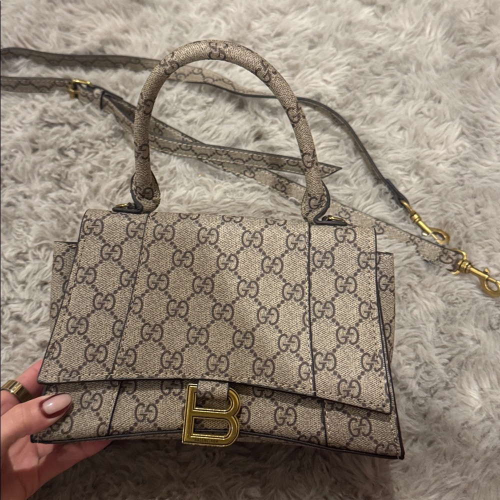 FAUX Beige Monogram Crossbody Bag